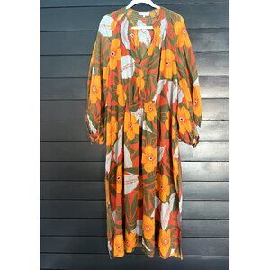 Lee Mathews Oleander Floral Ramie Maxi Dress